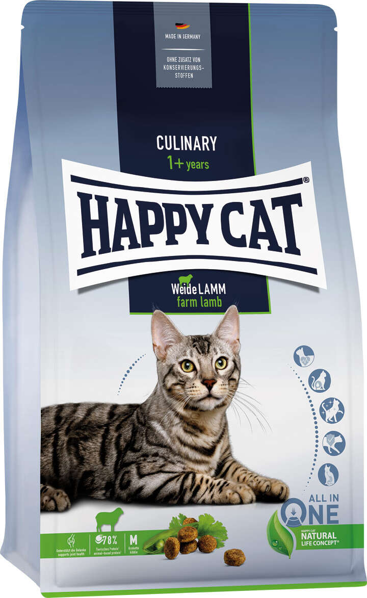 HAPPY CAT Katzen-Trockenfutter Culinary Adult Weide Lamm 300 g